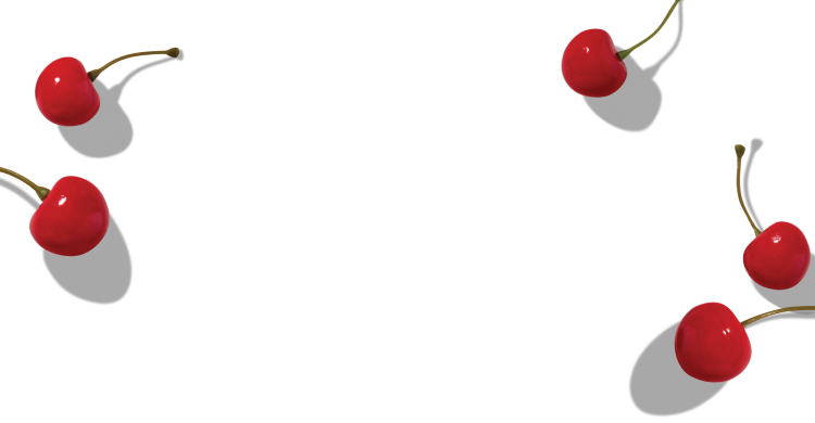 white background with cherries